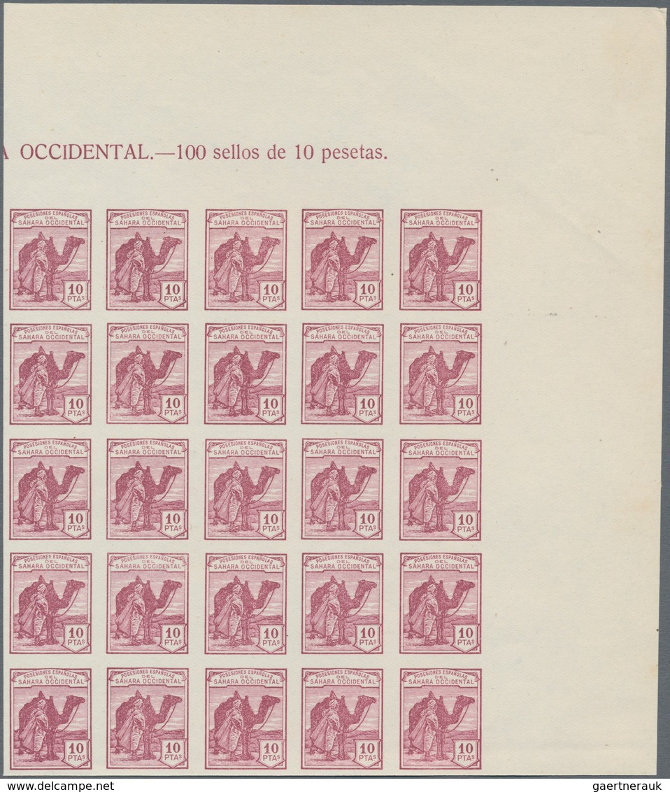 Spanisch-Sahara: 1937, Definitives "Camel Hoseman", Not Issued, 15c.-10p. Imperforate, Complete Set - Spanish Sahara