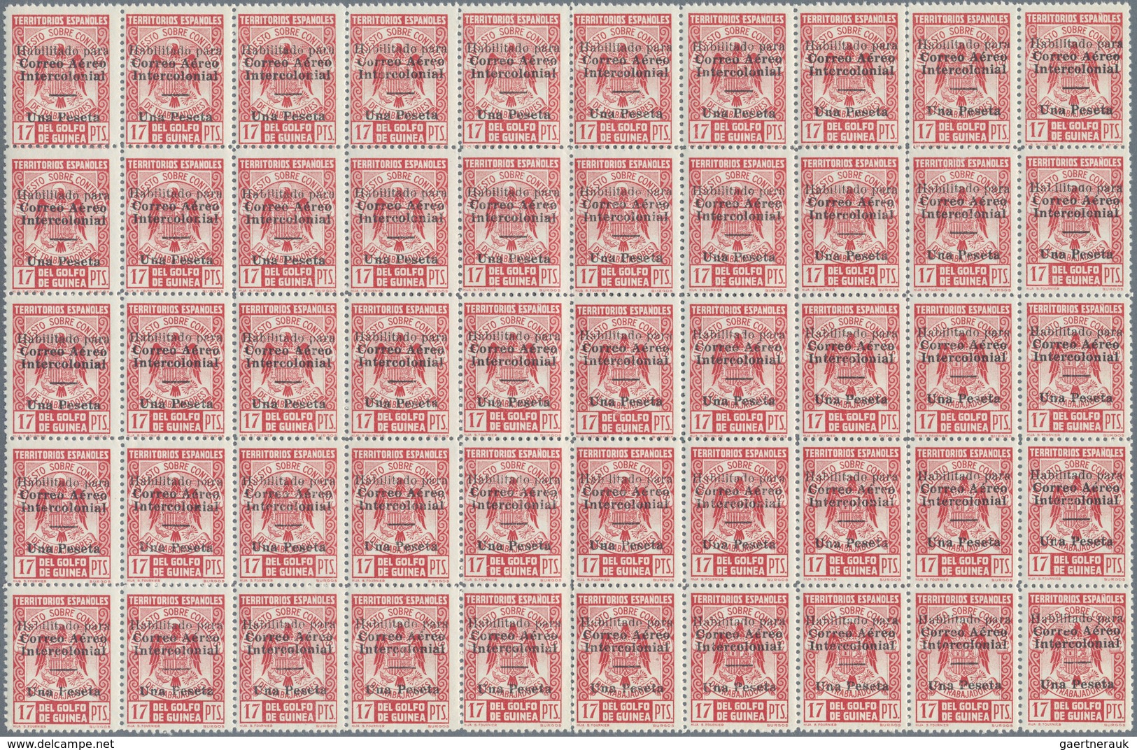 Spanische Besitzungen Im Golf Von Guinea: 1941, Fiscal Stamp 17pta. Carmine Used As Definitive Issue - Spanish Guinea