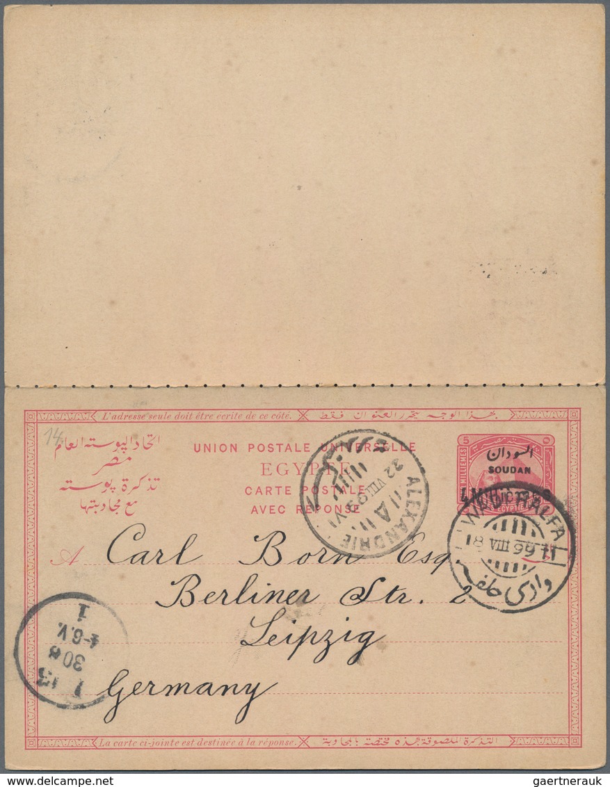 Sudan - Ganzsachen: 1899/1907: Three Different Postal Stationery Cards Used, With 1899 Card 4m. On 5 - Sudan (1954-...)