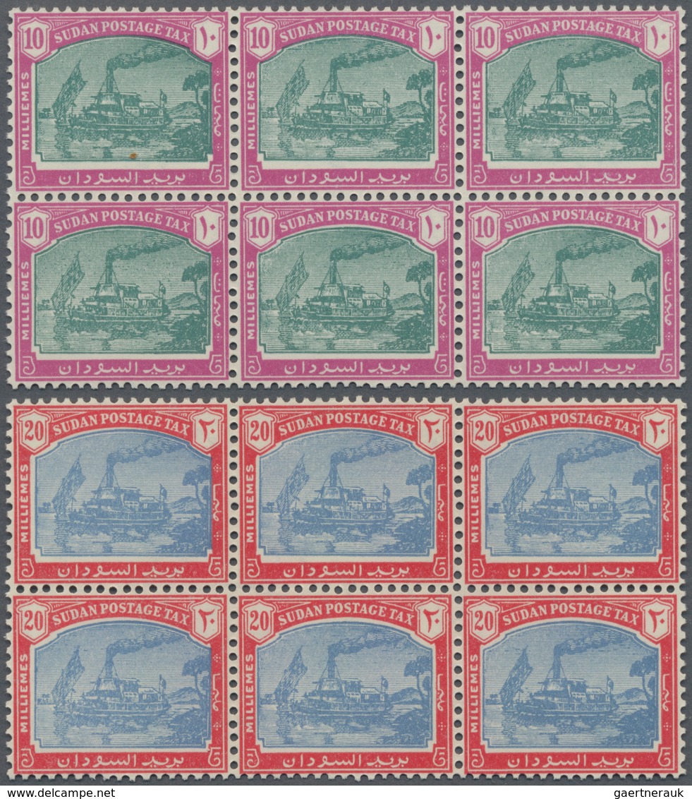 Sudan - Portomarken: 1980 Postage Due Stamps 10m. And 20m. Each In Block Of Six On Paper Showing RHI - Sudan (1954-...)
