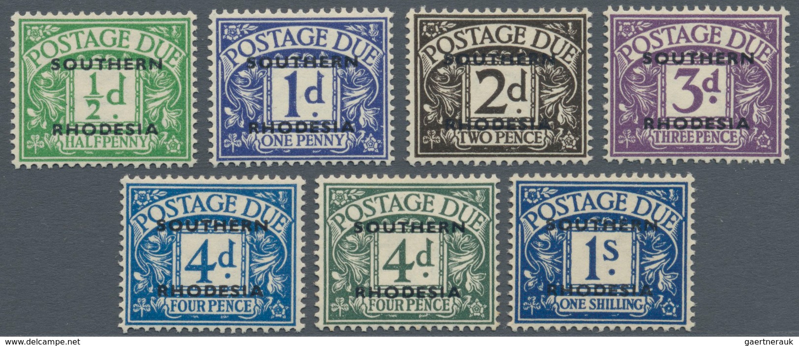 Süd-Rhodesien - Portomarken: 1951, British Postage Dues With Opt. 'SOUTHERN / RHODESIA' Complete Set - Southern Rhodesia (...-1964)