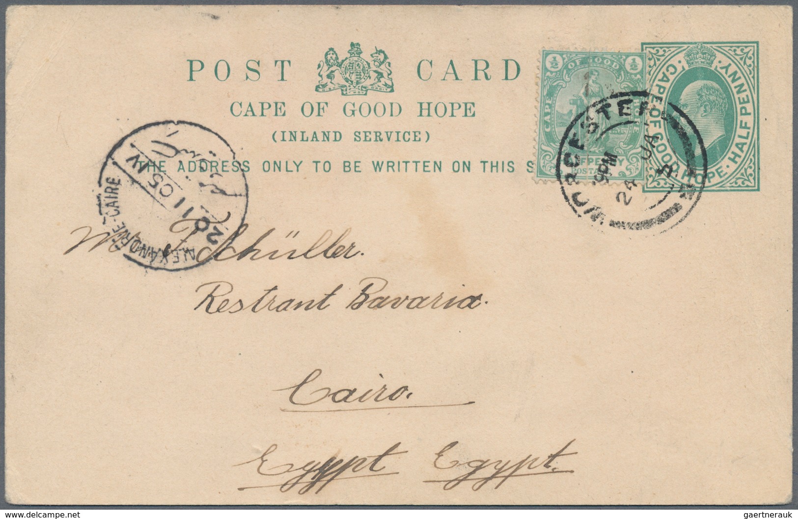 Kap Der Guten Hoffnung: 1905, POSTAL FRAUDE: 1/2d Stationery Card Uprated With Two Halfs Of 1/2d Gre - Cape Of Good Hope (1853-1904)