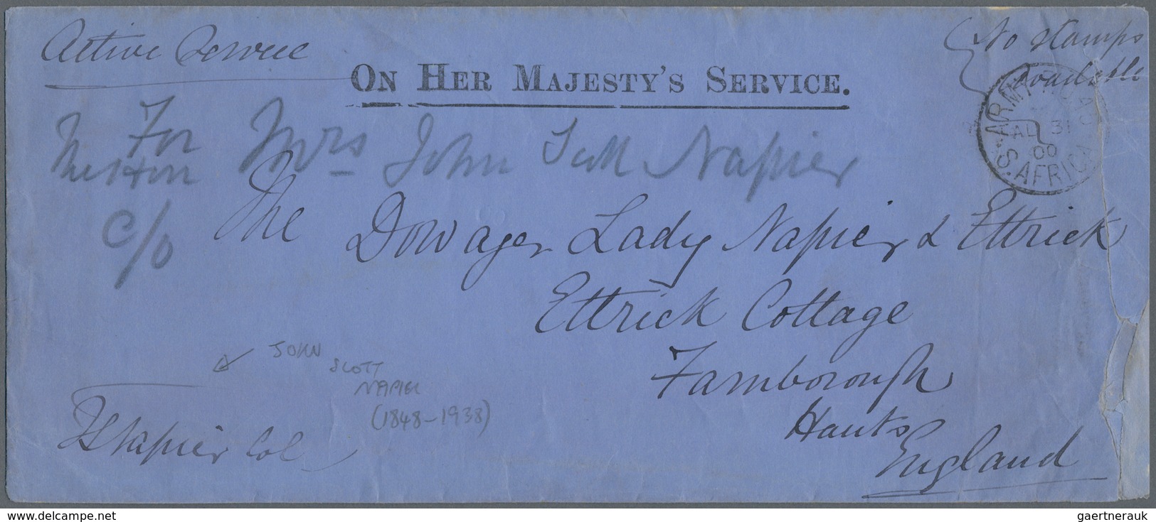 Südafrika: 1900 - 2nd BOER WAR AUG. 31 - OHMS - Large Envelope Endorsed NO STAMPS AVAILABLE - Ex COL - Otros & Sin Clasificación