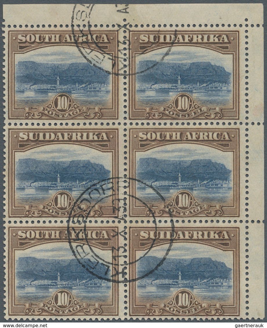 Südafrika: 1927, Definitives "Pictorials", 10s. Bright Blue/brown, Block Of Six From The Upper Right - Other & Unclassified