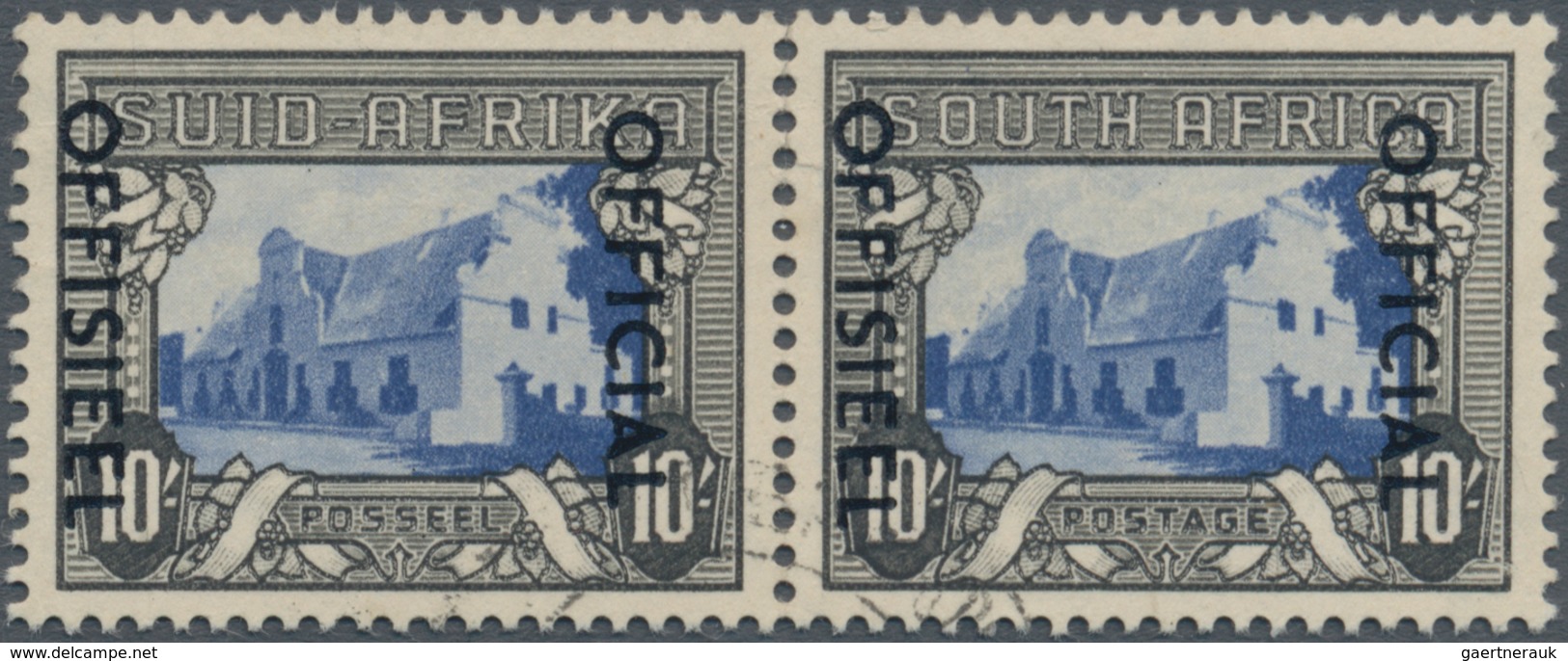 Südafrika - Dienstmarken: 1950, Groot Constantia 10s. Blue And Charcoal Se-tenant Horiz. Pair With ' - Dienstzegels