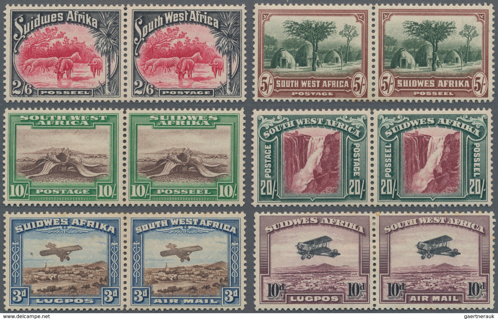 Südwestafrika: 1931, Pictorial Definitives Complete Set Of 14 Incl. Airmails In Se-tenant Horizontal - South West Africa (1923-1990)