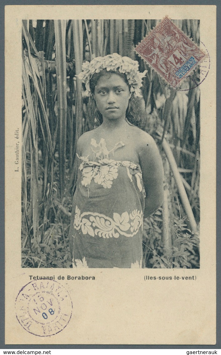 Tahiti: 1908. Picture Post Card Written From Raiatea Dated '15th Nov 08' Of 'Tetuanni De Bora Bora' - Tahiti