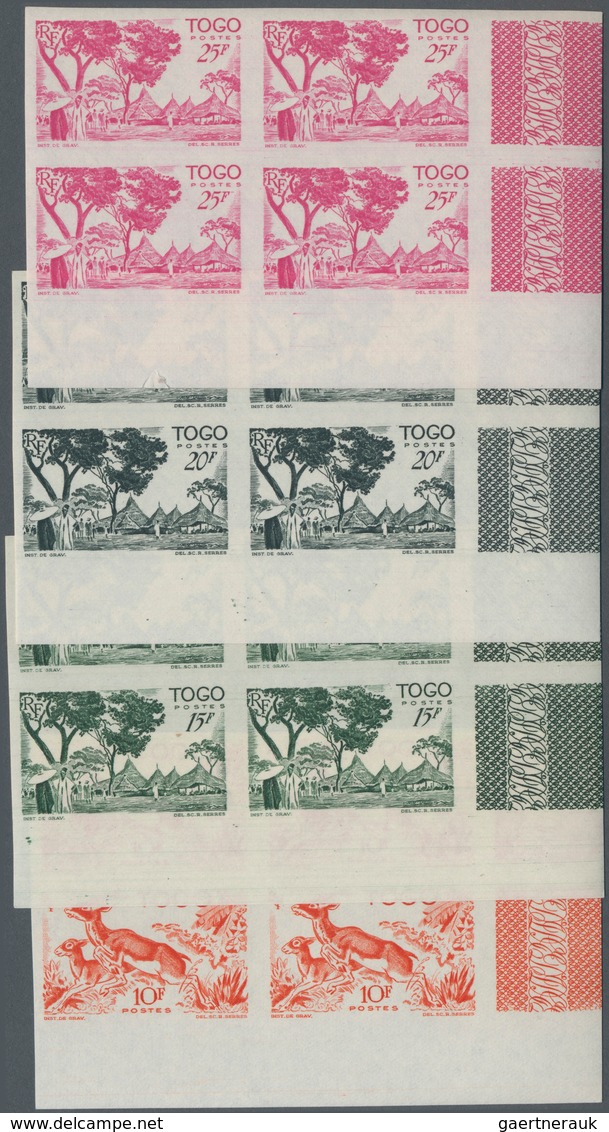 Togo: 1947, Defintives "Views Of Togo", 10c.-25fr., Complete Set Of 18 Values In Imperforate Margina - Togo (1960-...)