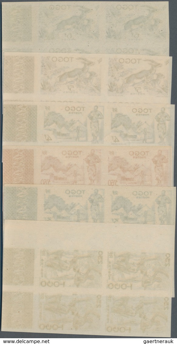 Togo: 1947, Defintives "Views Of Togo", 10c.-25fr., Complete Set Of 18 Values In Imperforate Margina - Togo (1960-...)