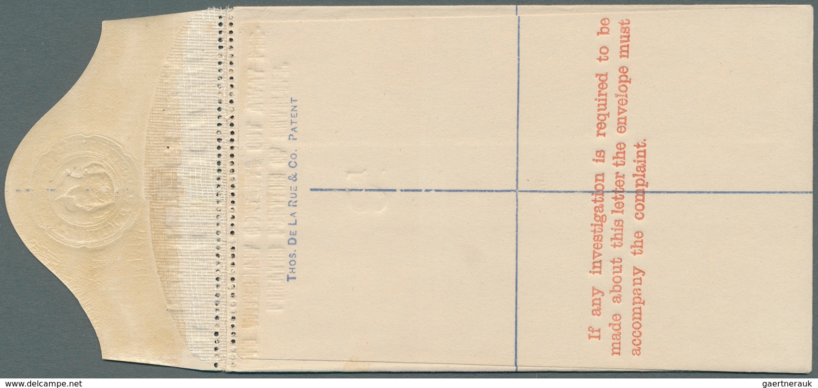 Trinidad Und Tobago: 1891, Stationery Registered-envelope 2 D. Gray-blue ".. CUT AWAY PERFORATED .." - Trinidad En Tobago (1962-...)