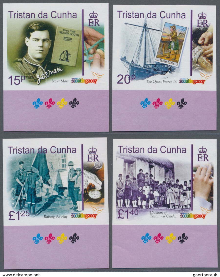 Tristan Da Cunha: 2007, Centenary Of Scouting Complete IMPERFORATE Set Of Four, Mint Never Hinged Wi - Tristan Da Cunha