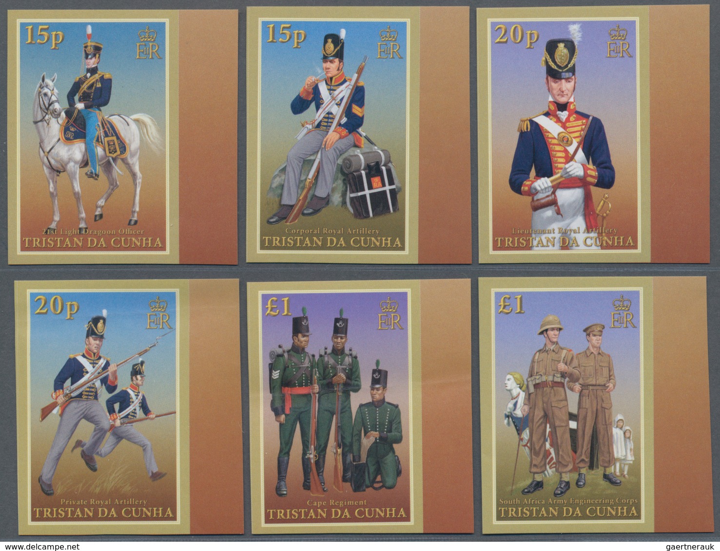 Tristan Da Cunha: 2008, Military Uniforms Complete IMPERFORATE Set Of Six From Right Margins, Mint N - Tristan Da Cunha