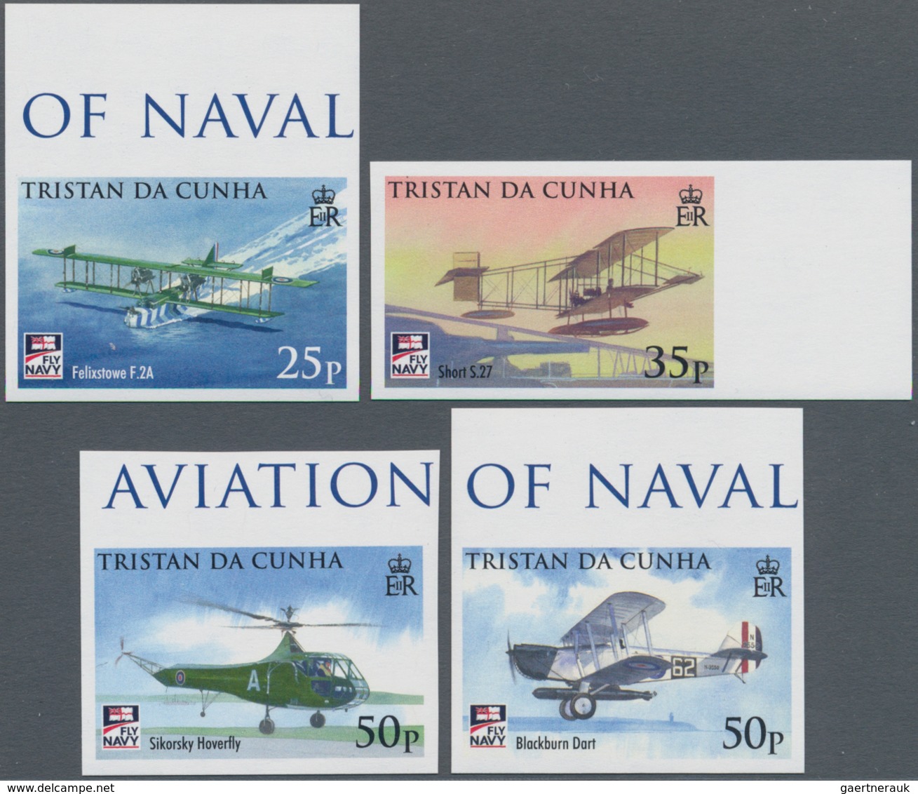 Tristan Da Cunha: 2009, 100 Years Royal Naval Aviation Complete IMPERFORATE Set Of Four, Mint Never - Tristan Da Cunha