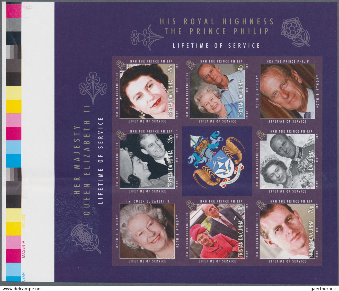 Tristan Da Cunha: 2011, 85th Birthday Of QEII Special Sheetlet With Six Stamps + Three Printed Label - Tristan Da Cunha