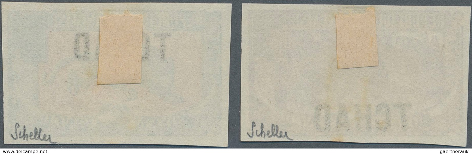 Tschad: 1922, "TCHAD" Overprints, Design "Panther", Two Imperforate Proofs In Colours "brown/violet" - Tsjaad (1960-...)