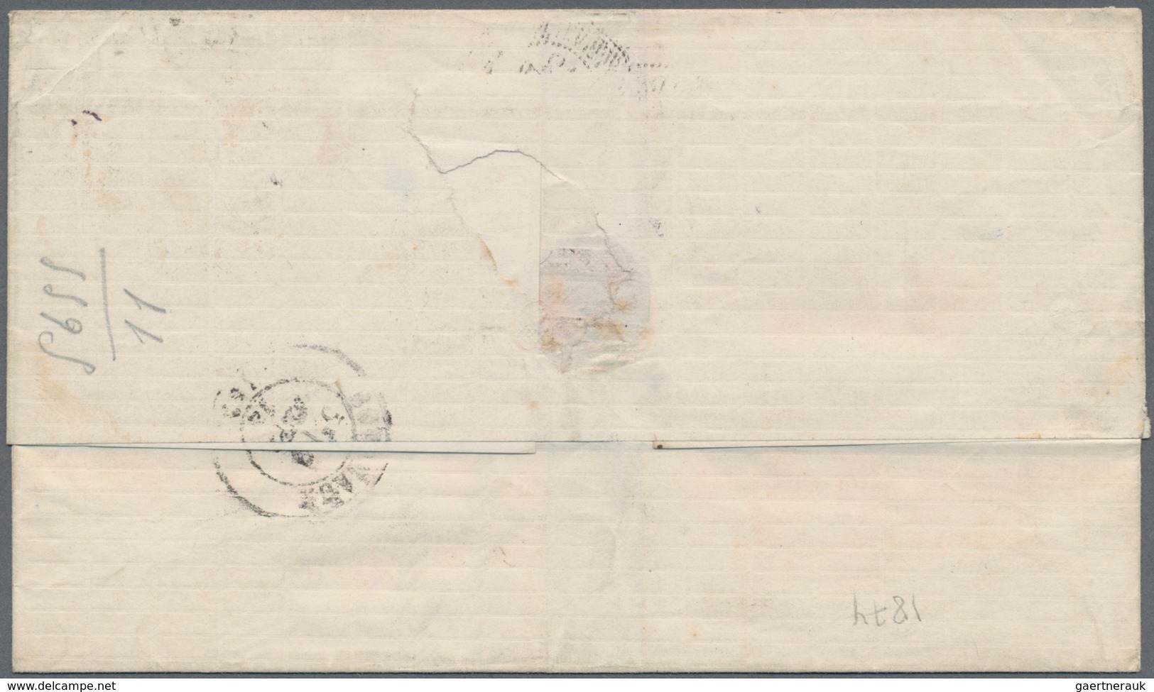 Uruguay: 1874, 20 C Green Single Franking Tied By Bar Handstamp And Besides Octagon Ship Post Cancel - Uruguay