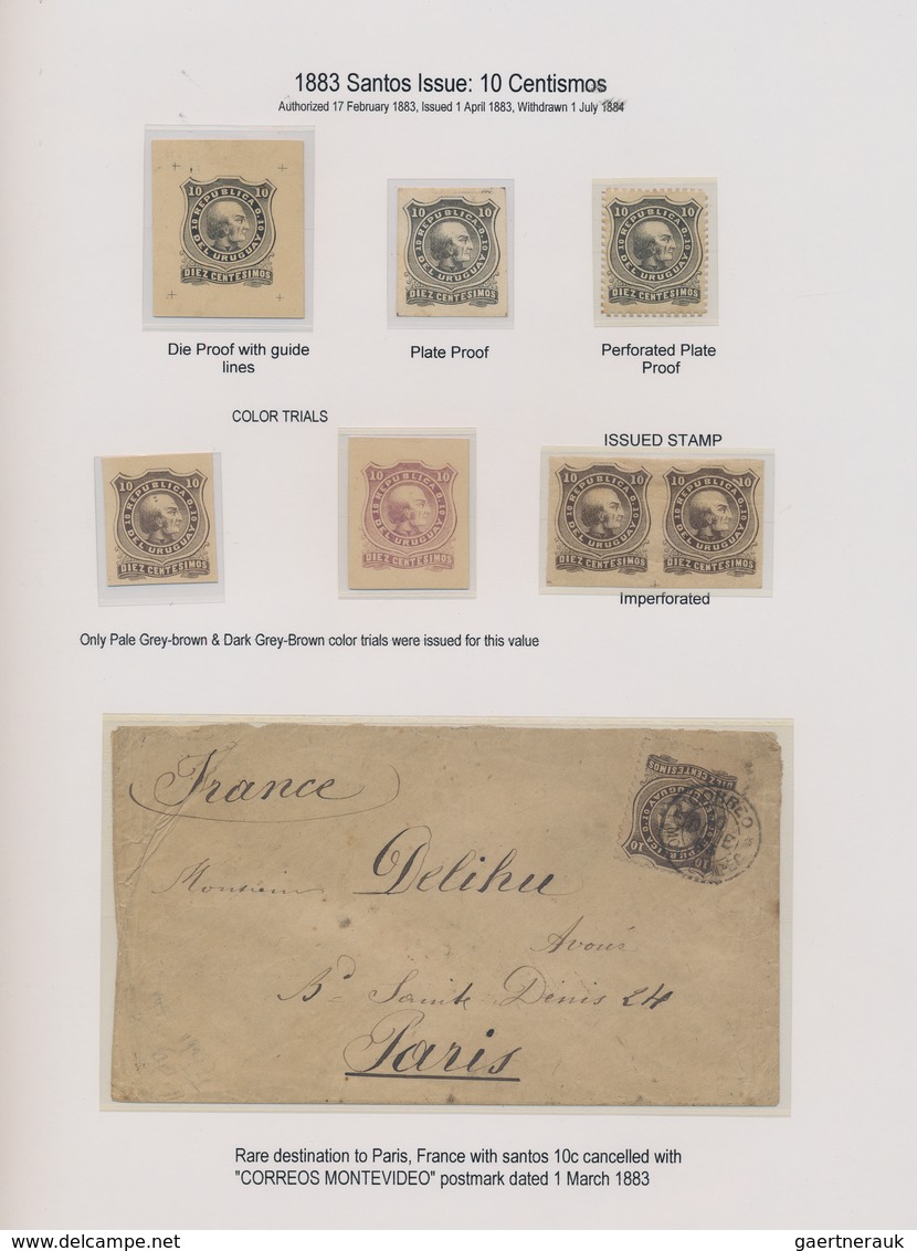 Uruguay: 1883, 10c. Brown "José Gervasio Artigas", Specialised Assortment Incl. Plate/die Proofs, Tw - Uruguay