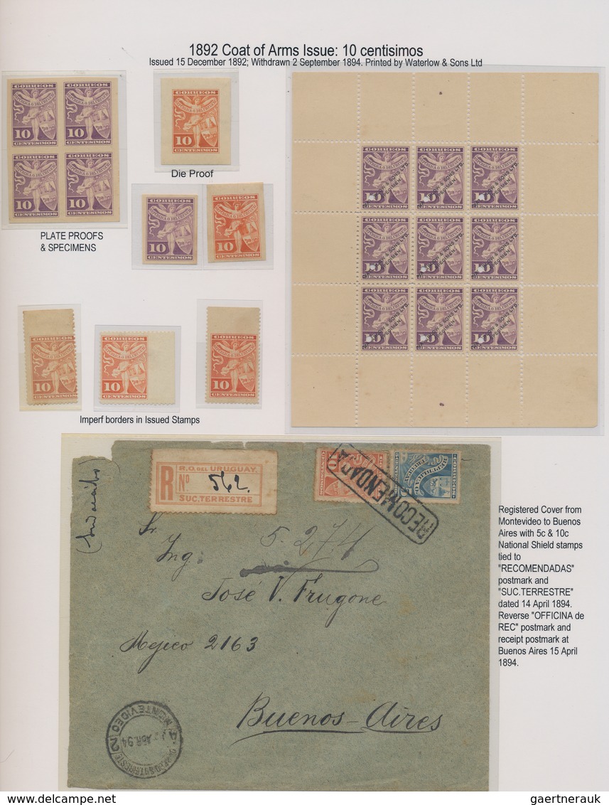 Uruguay: 1892, Definitives "Coat Of Arms/Symbols", 10c. Orange, Specialised Assortment Incl. Die/pla - Uruguay