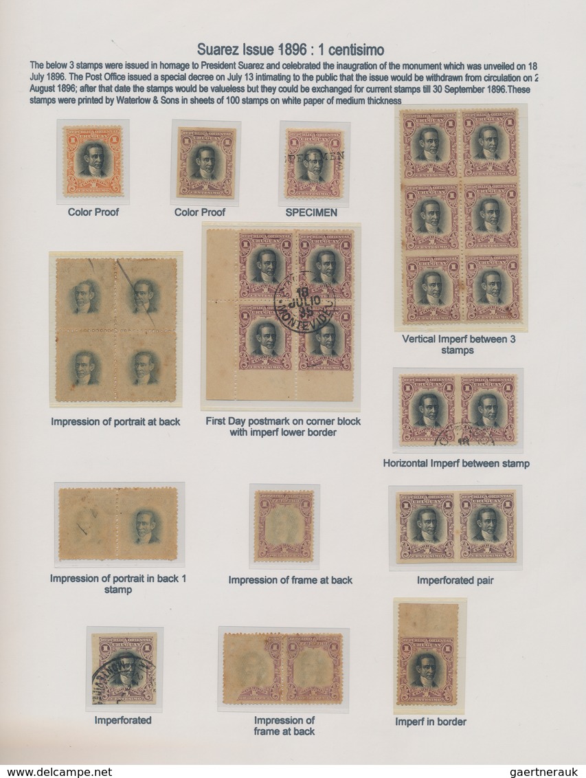 Uruguay: 1896, 1c. Lilac/black "Joaquín Suárez", Specialised Assortment Incl. Colour Proofs, Specime - Uruguay