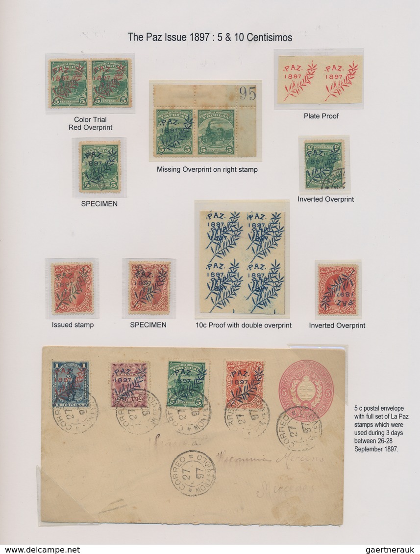 Uruguay: 1897, "PAZ" Issue, Specialised Assortment Incl. Colour Trial, Specimen, Overprint Proofs, V - Uruguay