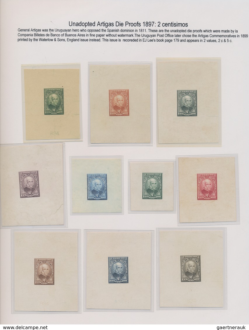 Uruguay: 1897, Unadopted "Artigas" Design, Group Of Ten Die Proofs In Various Colours, Denominated 2 - Uruguay