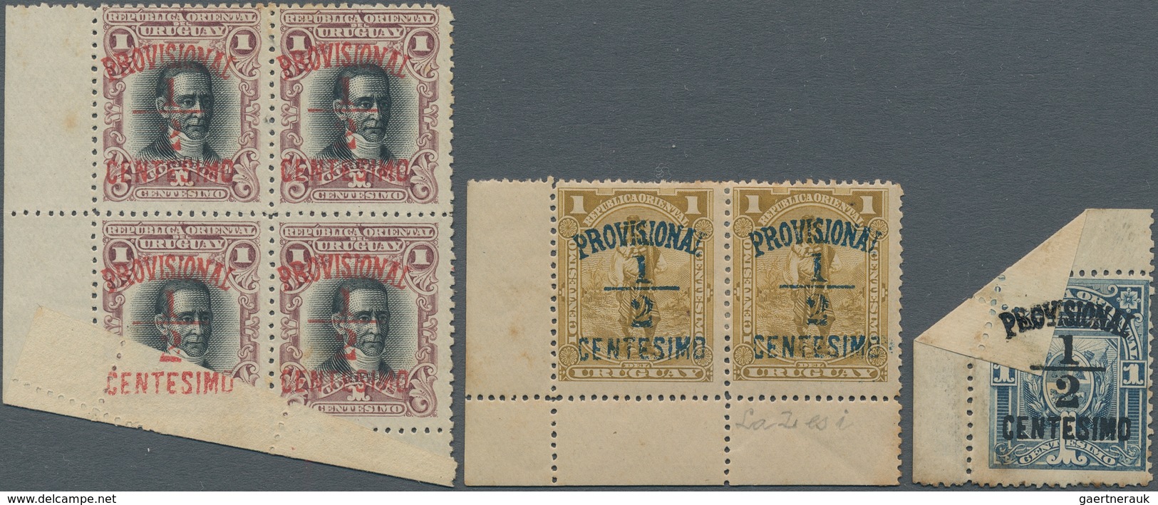 Uruguay: 1898, Provisional Overprints, Lot Of 13 Stamps Incl. Overprint On Debris, Shifted/divided O - Uruguay