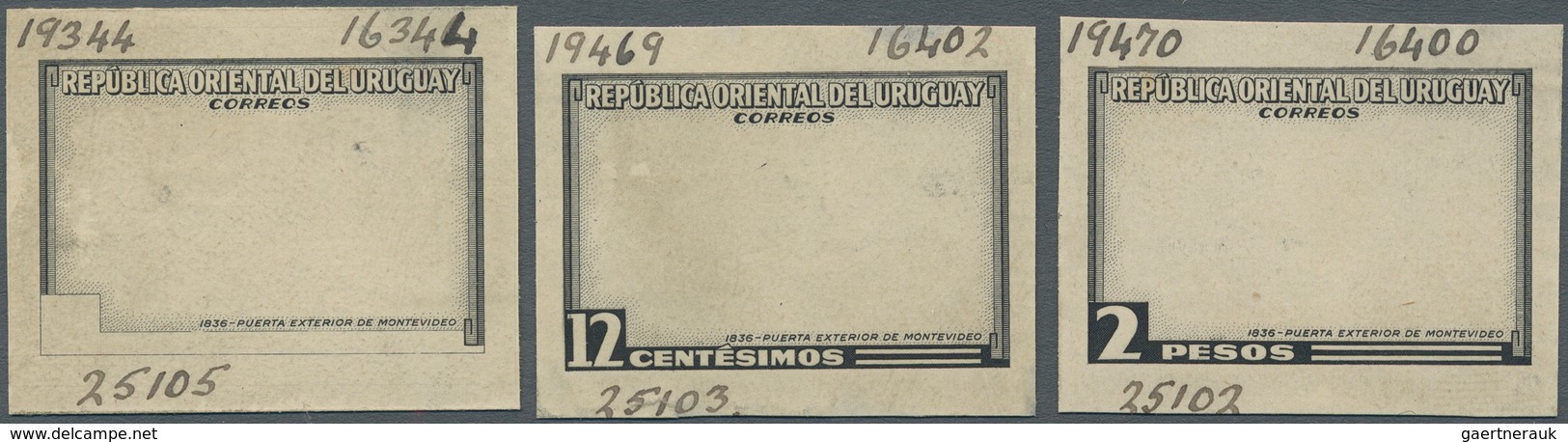 Uruguay: 1954, Definitives "Pictorials", Set Of 18 Imperforate Waterlow Archive Progressive Proofs I - Uruguay