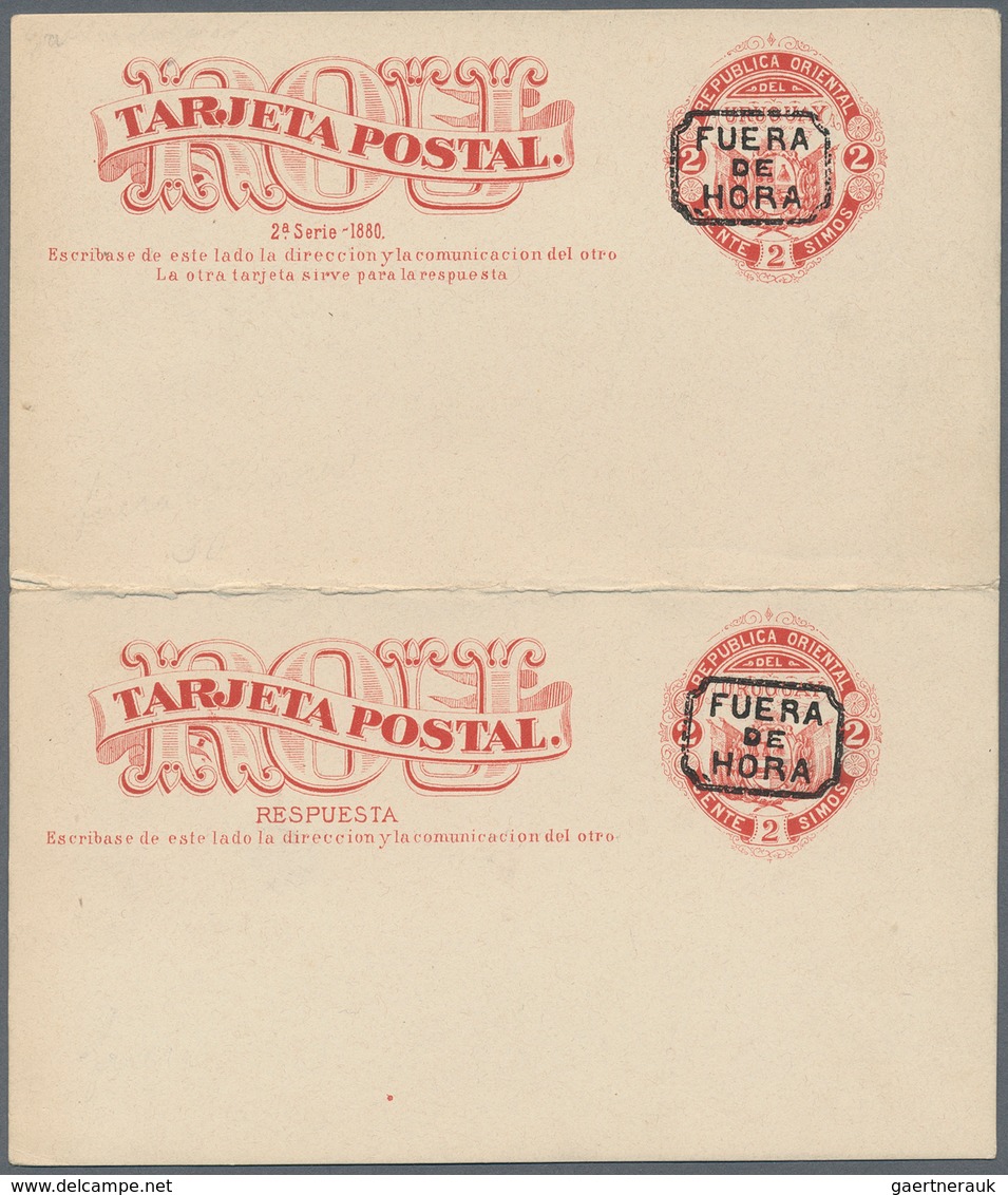 Uruguay - Ganzsachen: 1881, 2 Ct / 2 Ct Red Postal Stationery Reply Card With Attached Reply Part, B - Uruguay