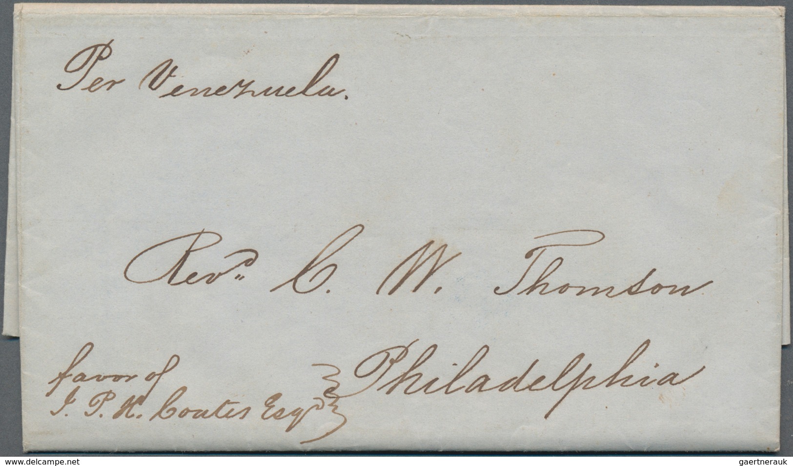Venezuela: 1849 Folded Letter With Content From Caracas To Philadelphia In Very Good Condition - Venezuela