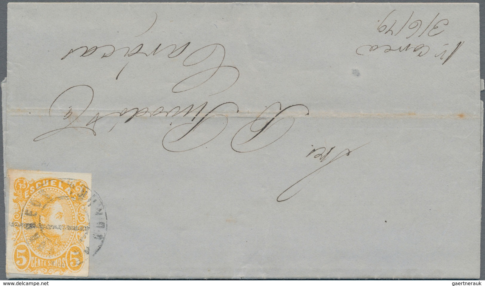 Venezuela: 1879, Two Letters With Tax Stamps Used As Postage Stamps (ESCUELAS) Bearing Perforated 25 - Venezuela