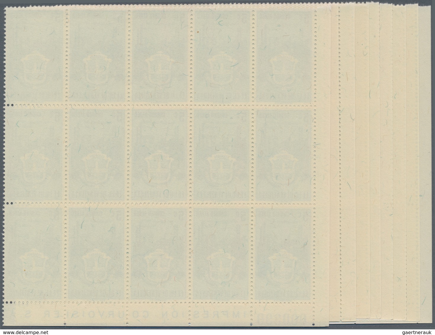 Venezuela: 1951, Coat Of Arms 'CARABOBO‘ Airmail Stamps Complete Set Of Nine In Blocks Of 15 From Lo - Venezuela