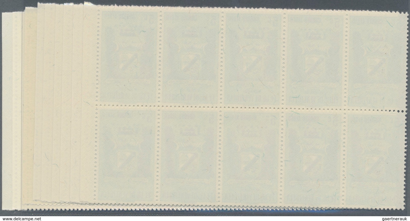 Venezuela: 1952, Coat Of Arms 'MIRANDA‘ Airmail Stamps Complete Set Of Nine In Blocks Of Ten From Ri - Venezuela