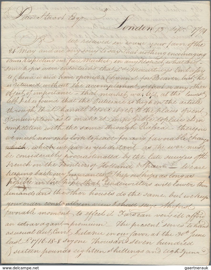 Vereinigte Staaten Von Amerika - Stampless Covers: ^1794, Folded Letter From London Dated "13 Th Sep - …-1845 Voorfilatelie