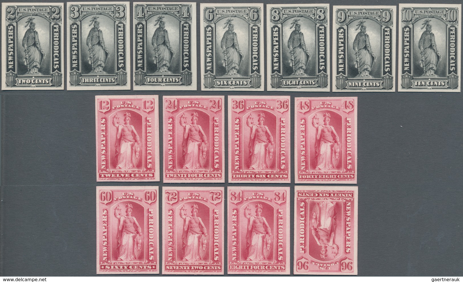 Vereinigte Staaten Von Amerika: Newspaper Plate Proofs On Card (Scott PR9P4-PR32P4), Complete Set, A - Other & Unclassified