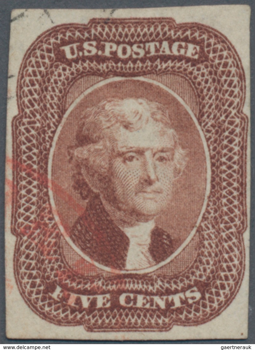 Vereinigte Staaten Von Amerika: 5c Jefferson 1863 (Scott 12), Full Margins On Three Sides, Close At - Otros & Sin Clasificación