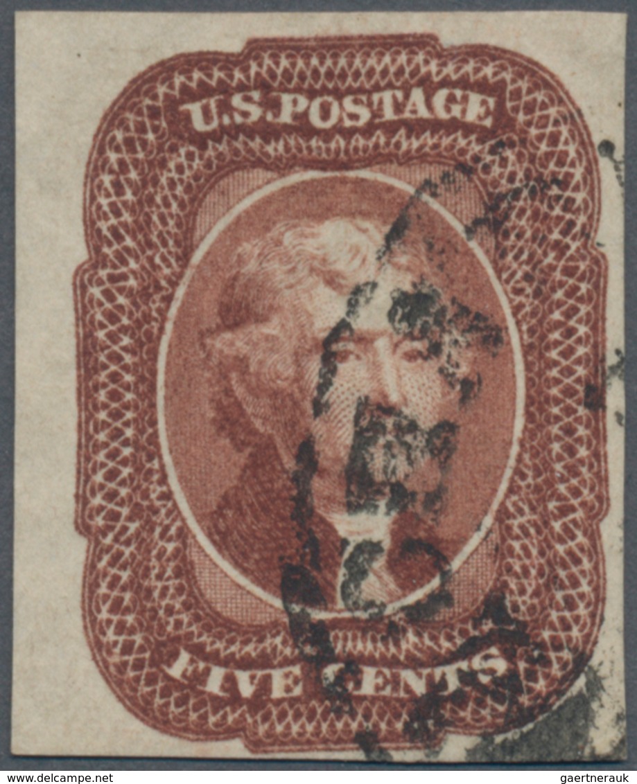 Vereinigte Staaten Von Amerika: 5c Jefferson 1863 (Scott 12), Huge Margin At Left, Full Other Sides, - Other & Unclassified