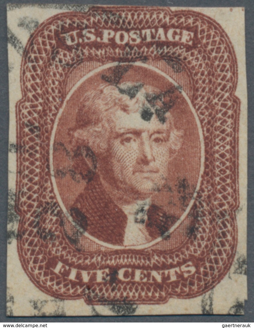 Vereinigte Staaten Von Amerika: 5c Jefferson 1863 (Scott 12), Three Full To Large Margins, Just Into - Other & Unclassified