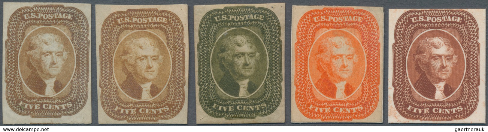 Vereinigte Staaten Von Amerika: 5c 1856 Issue, Trial Color And Plate Proofs (Scott 12TC5, 42P4), Fou - Other & Unclassified