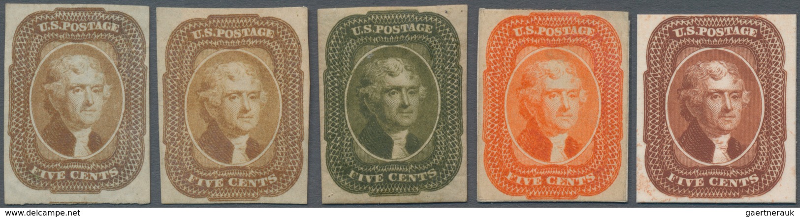 Vereinigte Staaten Von Amerika: 5c 1856 Issue, Trial Color And Plate Proofs (Scott 12TC5, 42P4), Fou - Andere & Zonder Classificatie