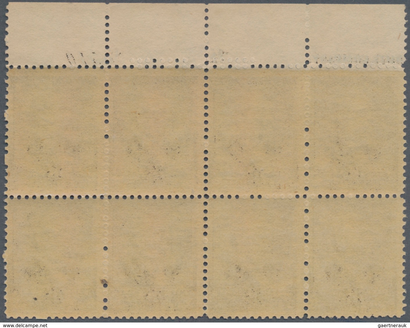 Vereinigte Staaten Von Amerika: 5c Garfield Yellow Brown 1882 Issue, Top Block Of Eight With Plate N - Andere & Zonder Classificatie