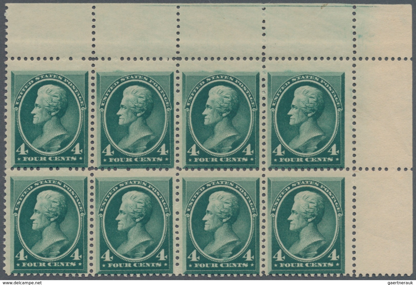 Vereinigte Staaten Von Amerika: 4c Blue Green 1883 Issue (Scott 211), Never Hinged Top Right Corner - Other & Unclassified