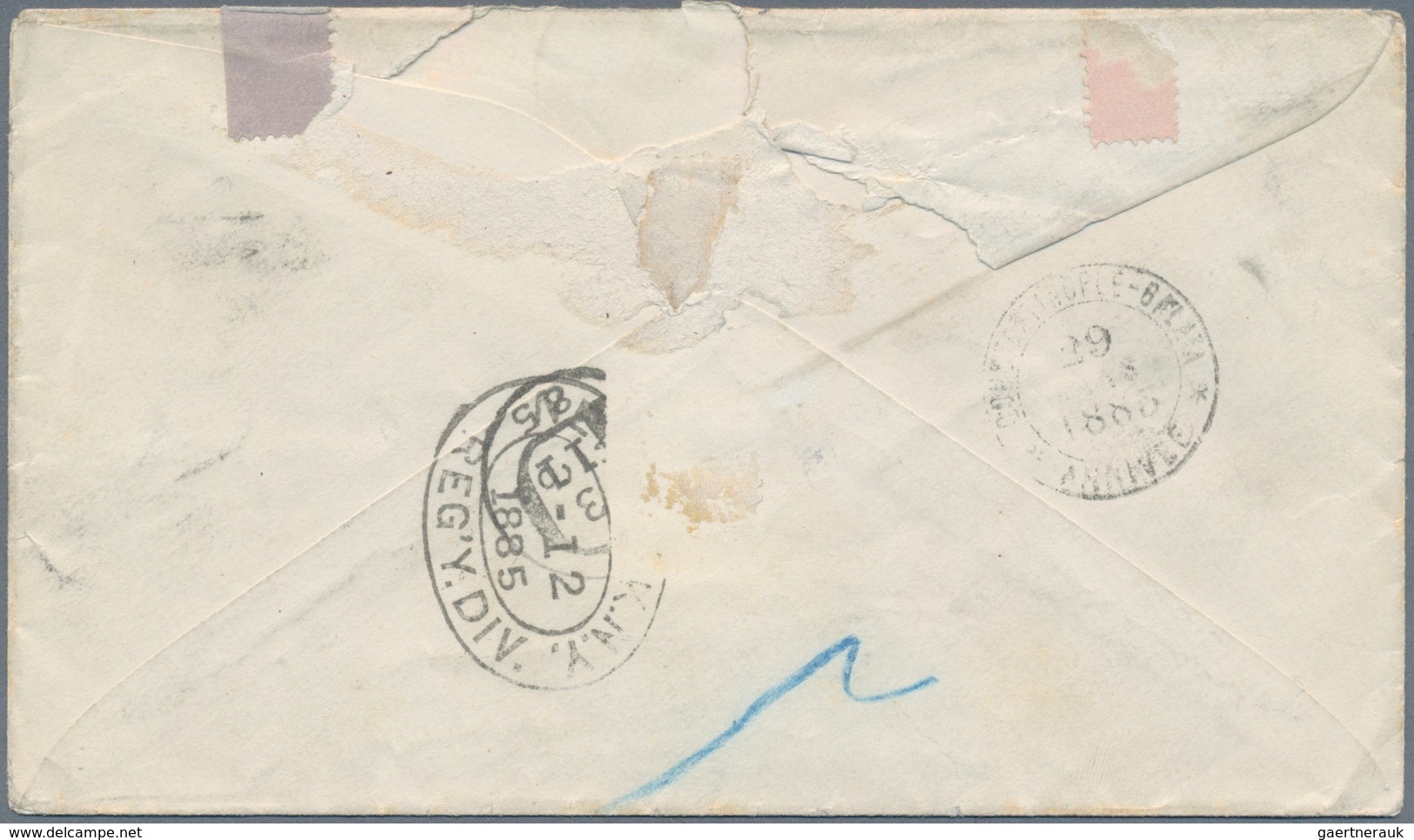 Vereinigte Staaten Von Amerika: 1885, 5 Cent Stationery Envelope With Additional Franking Sent Regis - Other & Unclassified