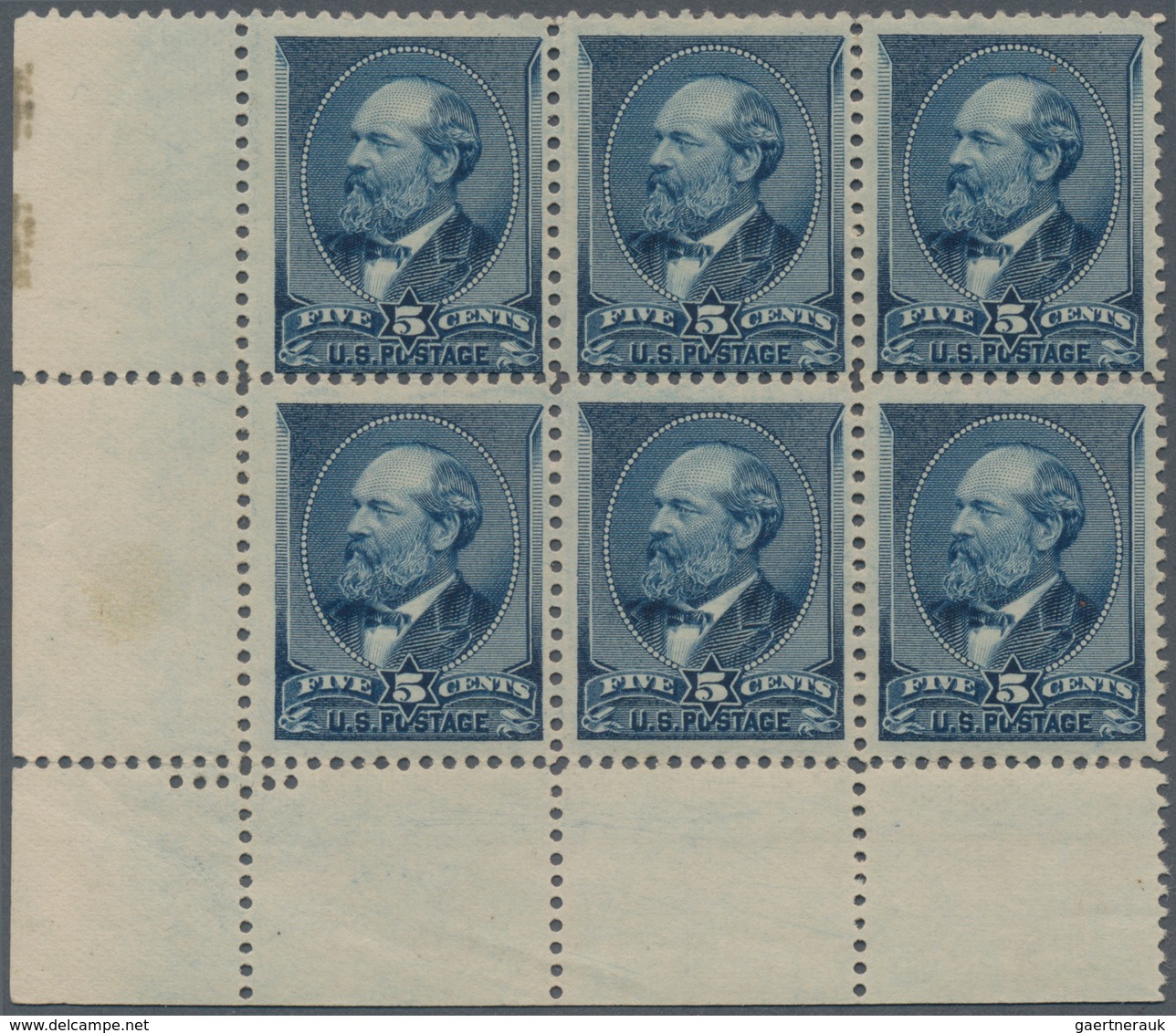 Vereinigte Staaten Von Amerika: 5c Grant Indigo 1888 Issue (Scott 216), Never Hinged Bottom Left Cor - Other & Unclassified