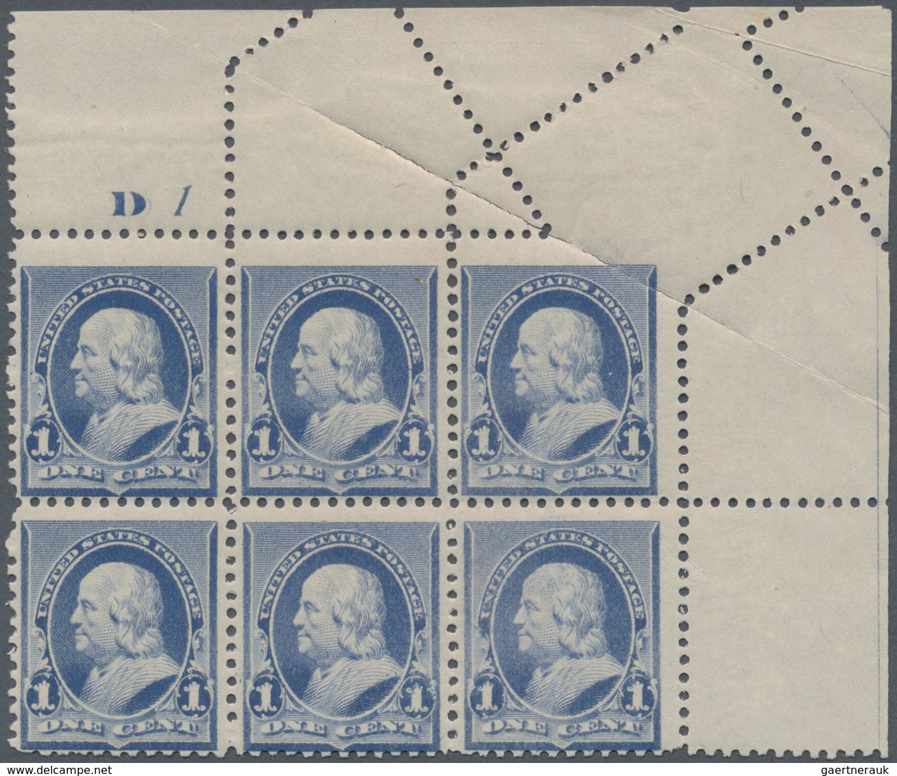 Vereinigte Staaten Von Amerika: 1c 1890 Issue (Scott 219), Never Hinged Top Right Corner Block Of Si - Other & Unclassified