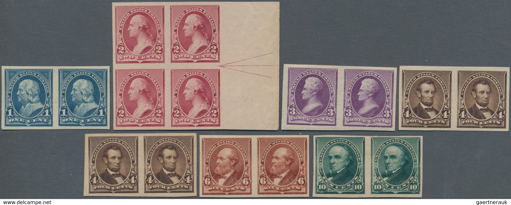 Vereinigte Staaten Von Amerika: 1c/10c 1890, 1895 Plate Proofs On Stamp Paper (Scott 220P5-222P5, 22 - Andere & Zonder Classificatie