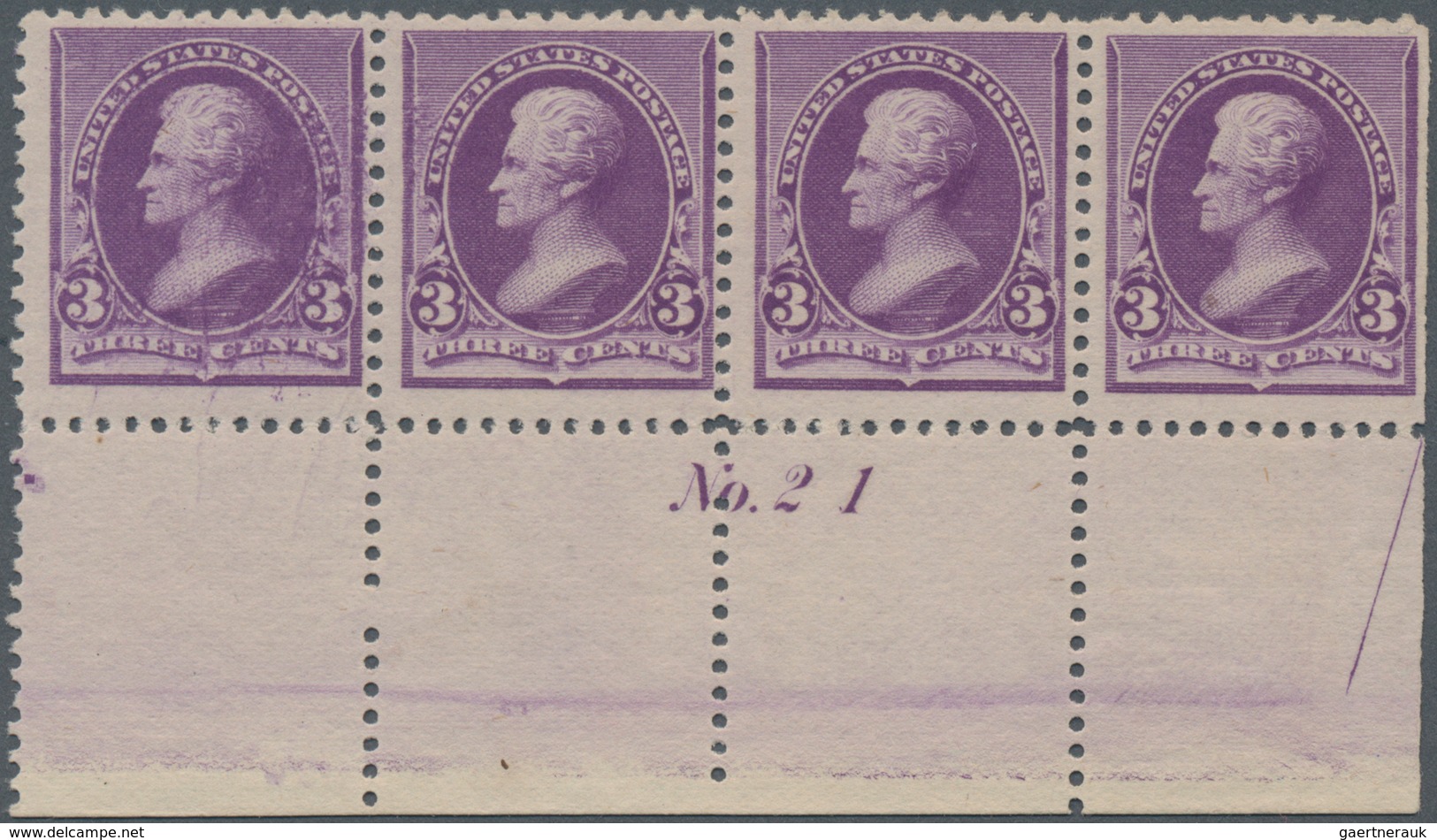 Vereinigte Staaten Von Amerika: 3c 1890 Issue (Scott 221), Never Hinged Bottom Selvage Horizontal St - Other & Unclassified