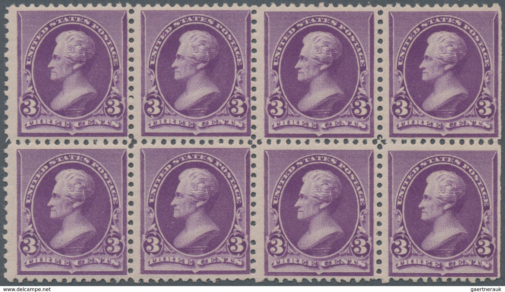 Vereinigte Staaten Von Amerika: 3c 1890 Issue (Scott 221), Never Hinged Horizontal Block Of Eight, B - Other & Unclassified