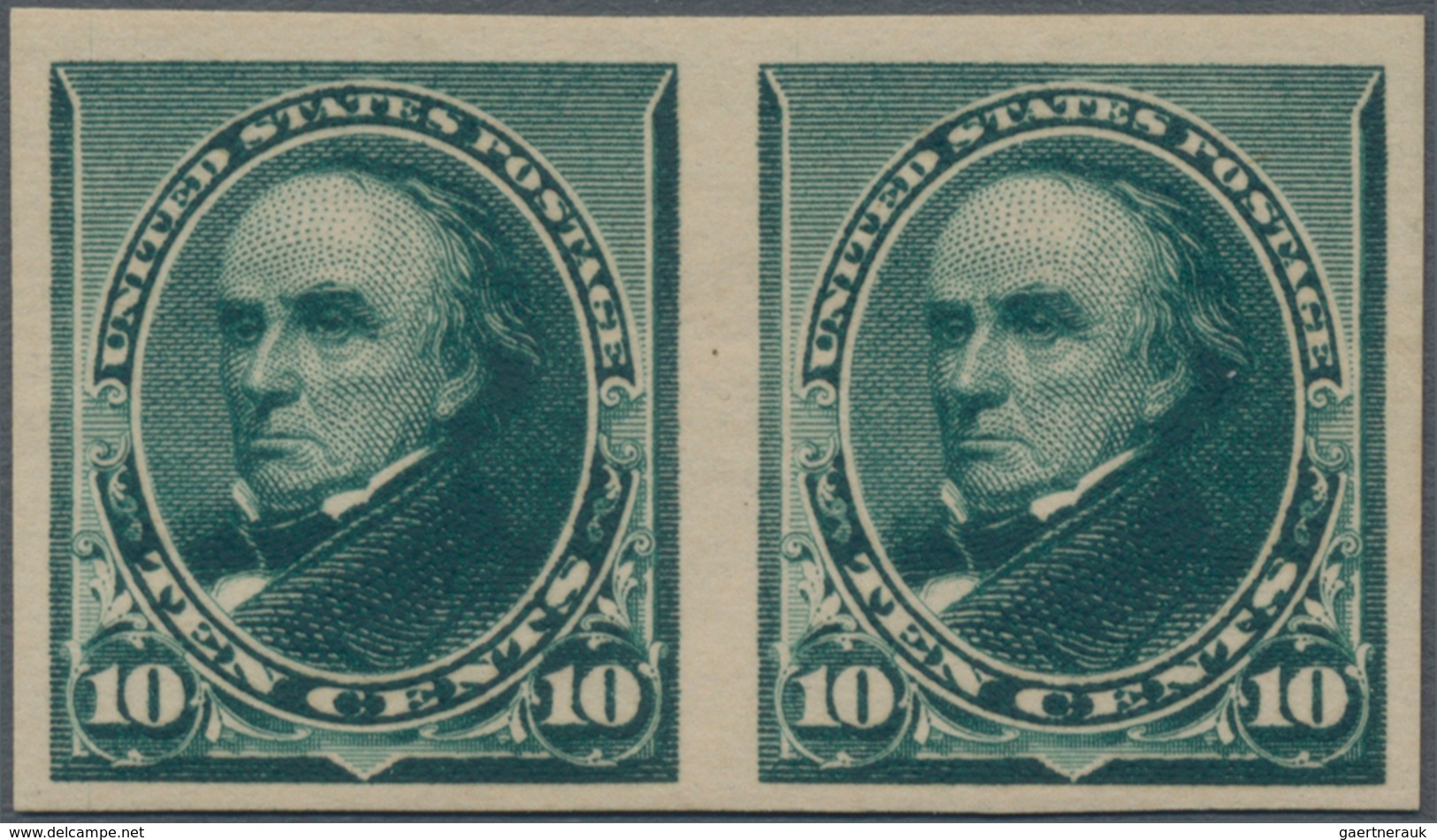 Vereinigte Staaten Von Amerika: 10c 1890 Plate Proof On Stamp Paper (Scott 226P5), Horizontal Pair, - Sonstige & Ohne Zuordnung