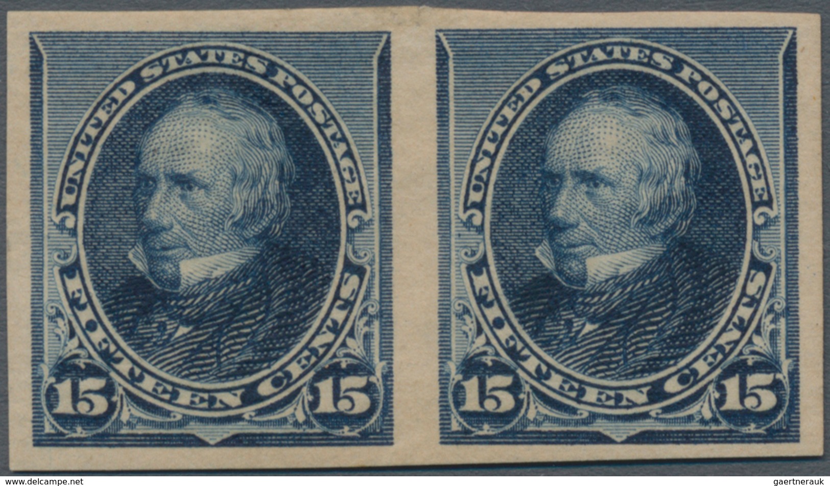 Vereinigte Staaten Von Amerika: 15c 1890 Plate Proof On Stamp Paper (Scott 227P5), Horizontal Pair, - Autres & Non Classés