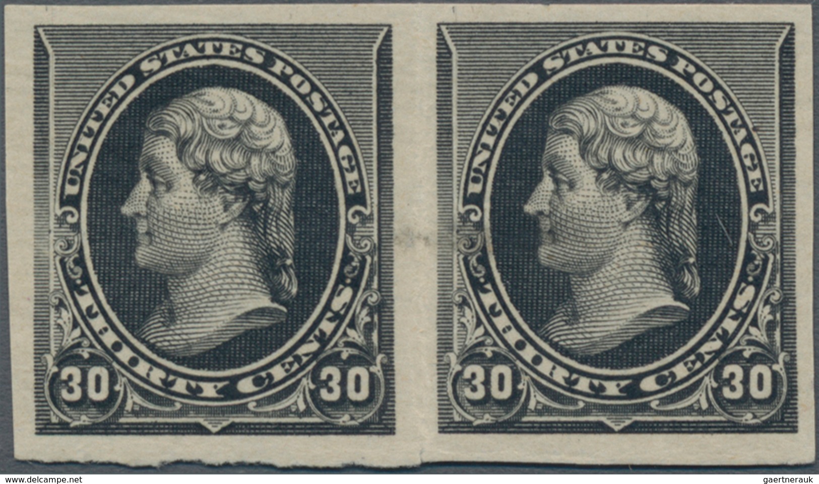 Vereinigte Staaten Von Amerika: 30c 1890 Plate Proof On Stamp Paper (Scott 228P5), Horizontal Pair, - Other & Unclassified